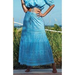 Melissa Odabash Alessia Cornflower Blue Eyelet Maxi Skirt